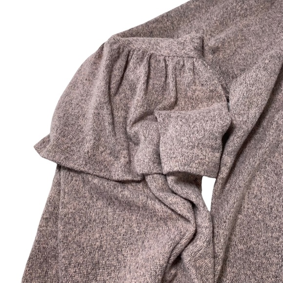 Altar'd State Womens Grey/pink Sweater Soft - Size M Double Ruffle Long Sleeves. - Picture 12 of 13